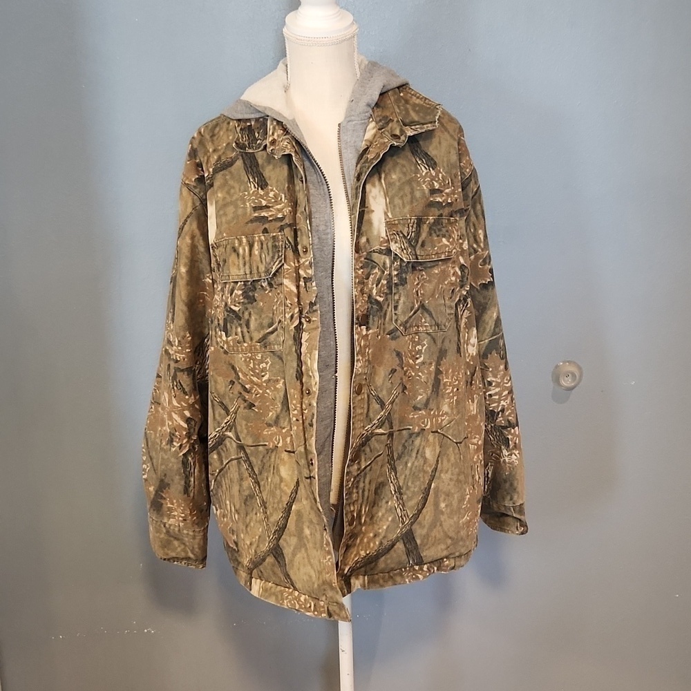 Faded Glory camo fleece lined grunge hooded Jacket